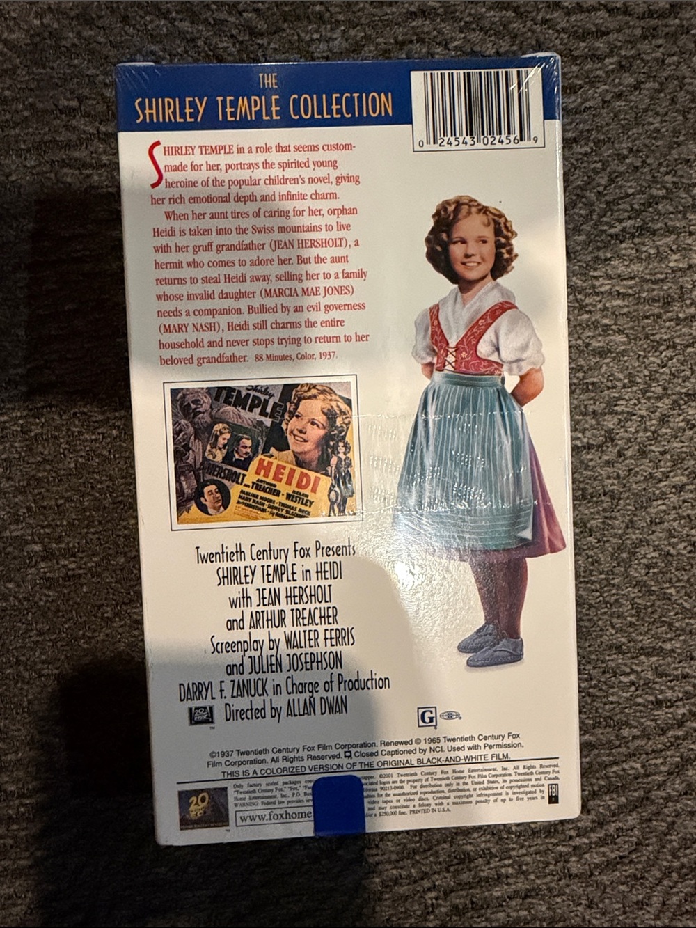 Shirley Temple in Heidi ( VHS / 2001 ) Red & White Cover Art ( Sealed ) - Picture 2 of 3